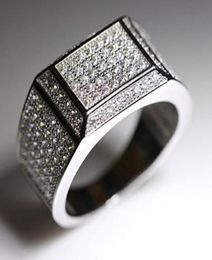 luxury 18k white gold filled mens ring ice out clear zircon inlaid gf jewelry52839067958912