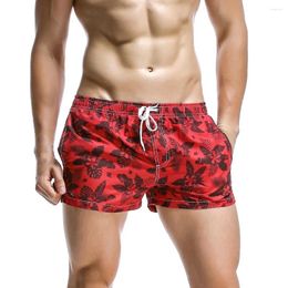 Men's Shorts Boho Vintage Floral Print Swimming Trunks Drawstring Double Pocket Board Summer Hawaiian Surfing Swimwear