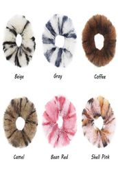 12 colors Winter Warm Leopard Faux Fur Rabbit Hair Scrunchies Decor Elastic Ring Hair Tie Ponytail Holder Hair Bands3812646