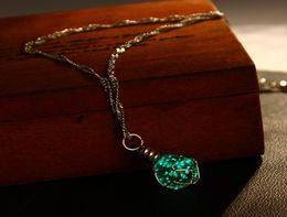 2020 Glowing Necklace Pendant Crystal Green Blue Ball Glow In the Dark Luminous Statement Necklace Jewelry N23976429050