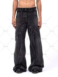 Y2K Punk Hip Hop Jeans Loose Washed Clothing Men Floor Mopping Pant Streetwear Work Clothes Ripped Style 240125