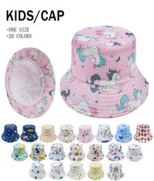 10pcs Kids cartoon printed cute bucket hat cap 4Y 20 colors boys girls fashion Wide Brim sun hats visor Caps fruit animal hair Ac8981759