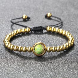 Link Bracelets Natural Stone Pendant For Women Men Nylon Rope Hand-knitted Copper Beads Wristband Adjustable Classic Jewellery Bracelet