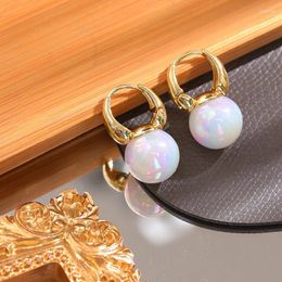 Hoop Earrings 1 Pair Imitation Pearl For Women's Gift Exquisite Fashionable Irregular Geometric Dangle Earring Wedding Jewelry