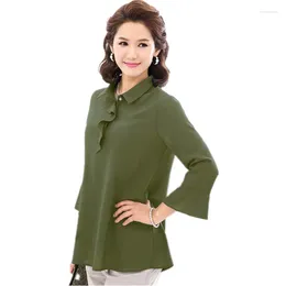 Women's Blouses Summer Chiffon Blouse Female Middle Age Mother Flare Sleeve Loose Tops Plus Size Women Clothing 4XL 5XL