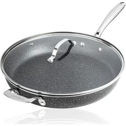 Pans Frying Nonstick Ultra Durable Mineral And Diamond Coating Family Sized Open Skillet Oven/Dishwasher Safe Black