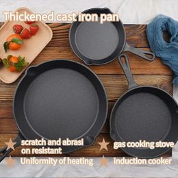High Quality Natural Material Frying Pan Cast Iron Pan 14cm 16cm 20cm Non Stick Pan Home Garden Cast Iron Pan Egg Pan 240130