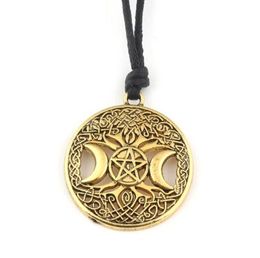 Triple Moon Goddess Wicca Pentagram Magic Amulet Necklace Vintage Silver Women Tree of life Moon Gothic Pendant Necklaces For men 6863588