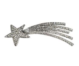 Crystal Rhinestone Meteor Wishing Brooch Pin Metal Shooting Star Brooch Pin Women Costume Fashion Jewelry Accessory Gift6219019