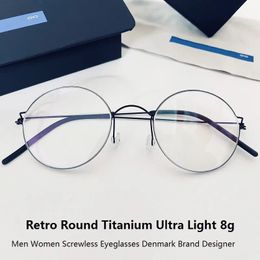 Glasses Frame Men Screwless Eyewear Prescription Eyeglasses Frame Retro Round Myopia Optical Lens Denmark Korean 240119