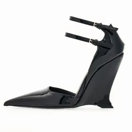 Dress Shoes European And American Pointed High Heels Fashion Show Slope Women's Single Spring Autumn Large Size 43