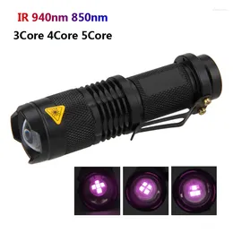 Flashlights Torches Zoomable Flashlight Infrared 940nm 3Core Aluminum Flashl Light IR Lanterna Night Vision LED Torch For AA Battery