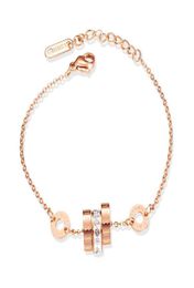 Lady prata senhoras rosa ouro diamante charme pulseiras designer moda titânio aço simples numerais romanos cadeia pulseira 21966944