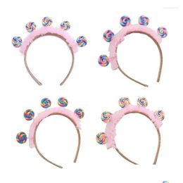 Hair Clips & Barrettes Hair Clips Children Day Kids Headband Pleated Lace Lollipop Hoop For Adt Teen Drop Delivery Jewelry Hairjewelr Dhgdd