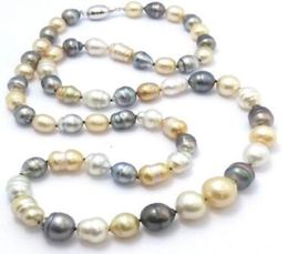 Fast Fine Pearls Jewellery gorgeous 1213 mm Natural South Sea multicolor Pearl Necklace 24inches 925 silver7109679