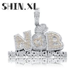18K Gold Plated Dollar Money Bag Hip Hop Personality Pendant Iced Out Full of Zircon Necklace Pendant for Men7862322