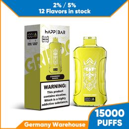 Germany Warehosue Shipping Disposable 15000 Puffs Vape Pen 2% 5% Nic Mesh Coil E Cigarette 15ml Eliquid Prefilled Pod 650mAh Battery Rechargeable 15k Puff Vapers