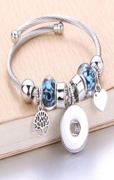 Whole Silver Elastic Bracelet Snaps Jewelry Bangles 18mm Charms Beaded Bracelet Snap Jewelry fit 18mm Snaps Buttons 804015943733