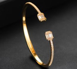 CR156 Luxury Stackable Cuff Bangle Bracelet For Women Wedding Bagutte Cut Cubic Zircon Crystal CZ Dubai Party Jewelry6160246