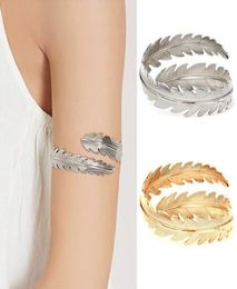 Feather Jewellery Upper Arm Bracelet Bangle Charm Women Leaf Shaped Punk Open Cuff Boho Bangles 1099172