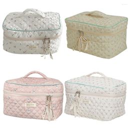 Cosmetic Bags Korean Cute Bag Portable Zipper Toiletry Quilted Travel Organiser Large-capacity Floral Print For Ladies Girl