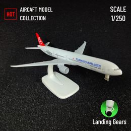 Scale 1 250 Metal Aircraft Model Replica Turkish Airlines B777 Aeroplane Aviation Decor Miniature Art Collection Kid Boy Toy 240201