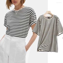 Women's Tanks Wither England Fashion High Street Vintage Loose Striped Harajuku T-shirt Summer T Shirt Women Verano Mujer 2024 Tops