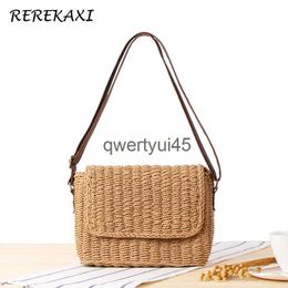 Shoulder Bags Women andbag and Woven Boemian Straw Bag Summer Beac Female Flap Cover Soulder Messenger andmade CrossbodyH24218