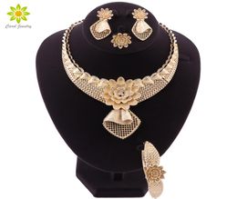 Dubai Gold color Jewelry Sets for Women Necklace Earrings Bracelet Ring Set Women African Beads Indian Bridal Jewelry Setsa6155388