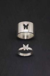 Couple Rings Butterfly Matching for Women Men Wedding Set Promise Ring Lovers Gold Sier Color7787774