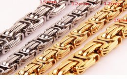 High quality Hip Hop Mens 316L Stainless Steel Flat Byzantine Link Chain Necklace Rapper Chunky Top quality Fashion Boys Jewelry6105203