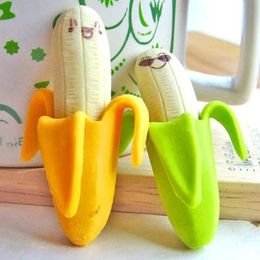 21pcs Cute Banana Shape Kawaii Eraser Cartoon Kid Stationery Creative Fruit Student Children Drawing School Supplies Erasers 240124