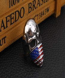 Fashion American Flag Masked Infidel Skull Biker Ring Stainless Steel Jewelry Gothic Skull Motor Biker Men Ring for Men Gift 2 Col4938927