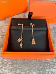 Luxury O039Kelly Brand Designer Copper With 18k Gold Plated Bag Lock Key Charm Long Chain Dangle Earrings For Women Jewelry8213361