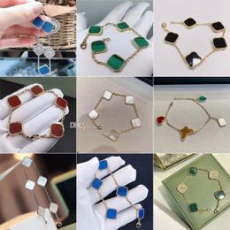 100% 925 Silver Designer Bracelets Classic Clover Bracelet Fashion Simple Exquisite Beautiful Five Flower Men and Women Girls Coup216b