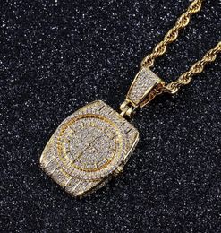 Gold Silver Hip Hop Designer Necklace Jewellery Iced Out Watch Pendant Mens Women Gifts Fashion Stainless Steel Chain Punk Pendants 2848039