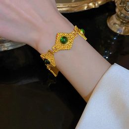 Link Bracelets GSOLD Original Emerald Rhombus Shape Luxury Bracelet For Women Baroque Adjustable Chain Wedding Party Jewellery