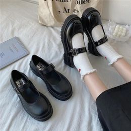 Dress Shoes Black Mary Jane For Women 2024spring Chunky Platform Ankle Strap Pumps Woman Thick Bottom Lolita Cute Harajuku