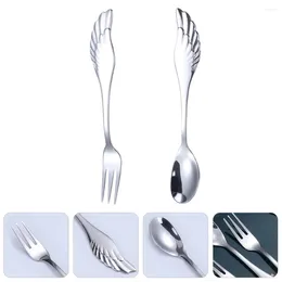 Dinnerware Sets Fork And Spoon Set Portable Flatware Stainless Steel Metal Gold Tableware Daily Use Honey Spoons Practical