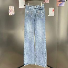 Miui Womens Clothing Jeans Jeans Female Womens Pants Bell Bottom Denim Waist Blue Slacks Trousers Design Sweatpants