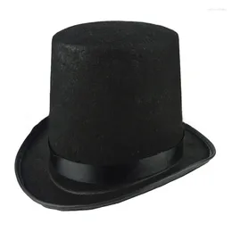 Berets Elegant British Felt Hat Ladies Carnivals Festival Magician With Flower Fedoras Cap For Gentlemen