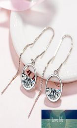 Stud 925 Sterling Silver Dazzling CZ Zircon Charm For Women Long Tassel Earrings Ear Line pendientes Fashion Jewelry Factory 3679536