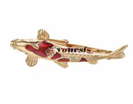 Yoursfs Fashion Apparel 18K Gold Plated Koi Tie Clip Man Anniversary Christmas Gift Business Clothing Shirt Accessories2303717