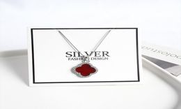 Authentic 100 925 Sterling Silver Black Red Four Leaf Clover Pendant Necklaces for Fashion Women Wedding Engagement Jewelry6019673