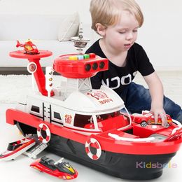 Kids Toys Simulation Track Inertia Boat Diecasts Toy Vehicles Music Storey Light Toy Ship Model Toy Car Parking Boys Toys 240201