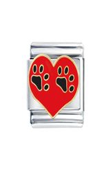 Whole Stainless Steel 9mm Classic Size composable links adjustable love pet dog paw Italian Charm bracelet links9248831