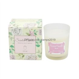 Velas Home Smokeless Handmade Perfumado Vidro Natural Óleo Essencial Soja Cera Aromaterapia Vela Romântica Proposta Fragrante Drop Deli Dhjr7