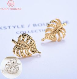 Jewellery Accessories Jewellery MakingJewelry Findings Components 20246PCS 10x145MM 24K Gold Colour Brass Leaf Leaves Stud Earrings 5240022