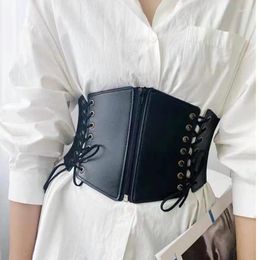 Belts Fashion Punk Corset Women Vintage Wide Slimming Body Shaper Elastic Bustier Waistband PU Leather Hip Hop Gothic Girdle