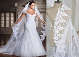 Women Bridal Veil WhiteIvory 3M Cathedral Length Lace Edge Long Bride Head Veil Wedding Accessories velos de novia3763745